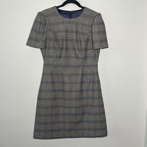 Brooks Brothers Dress Women’s 8 Gray Stretch Wool Blend Tartan Plaid Mini Preppy